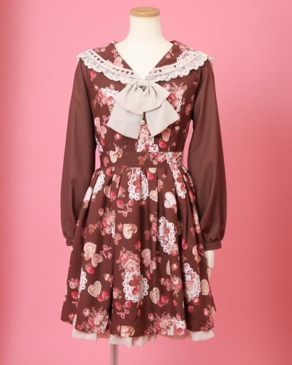 Liz Lisa Heart Sweets Dress Burgundy Lace Sailor Collar Size 0 (JP)